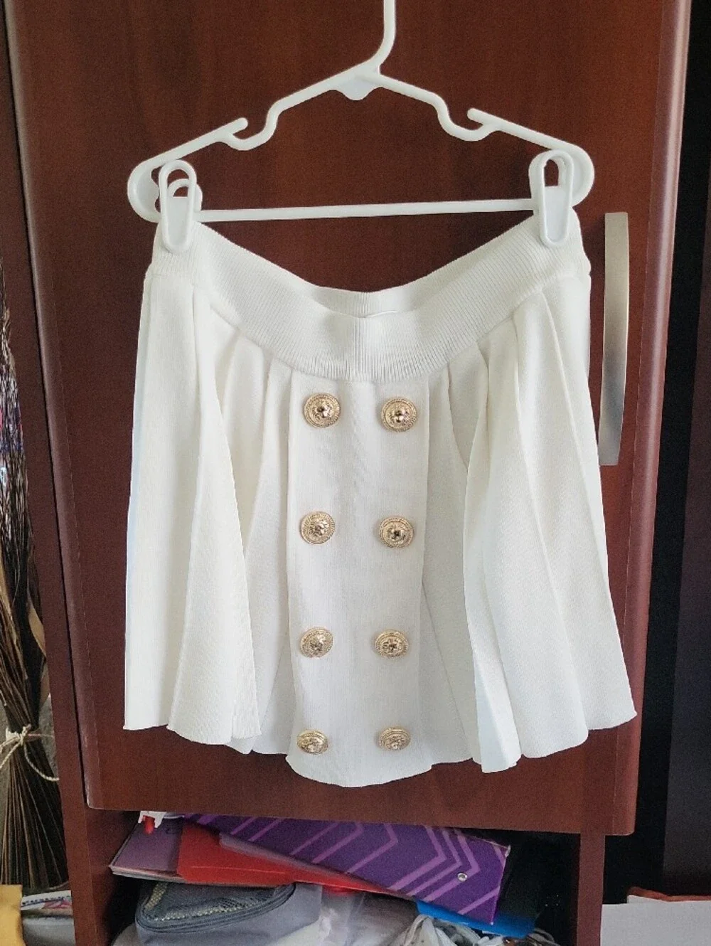Elegant White Kids Matching Set with Gold Buttons
